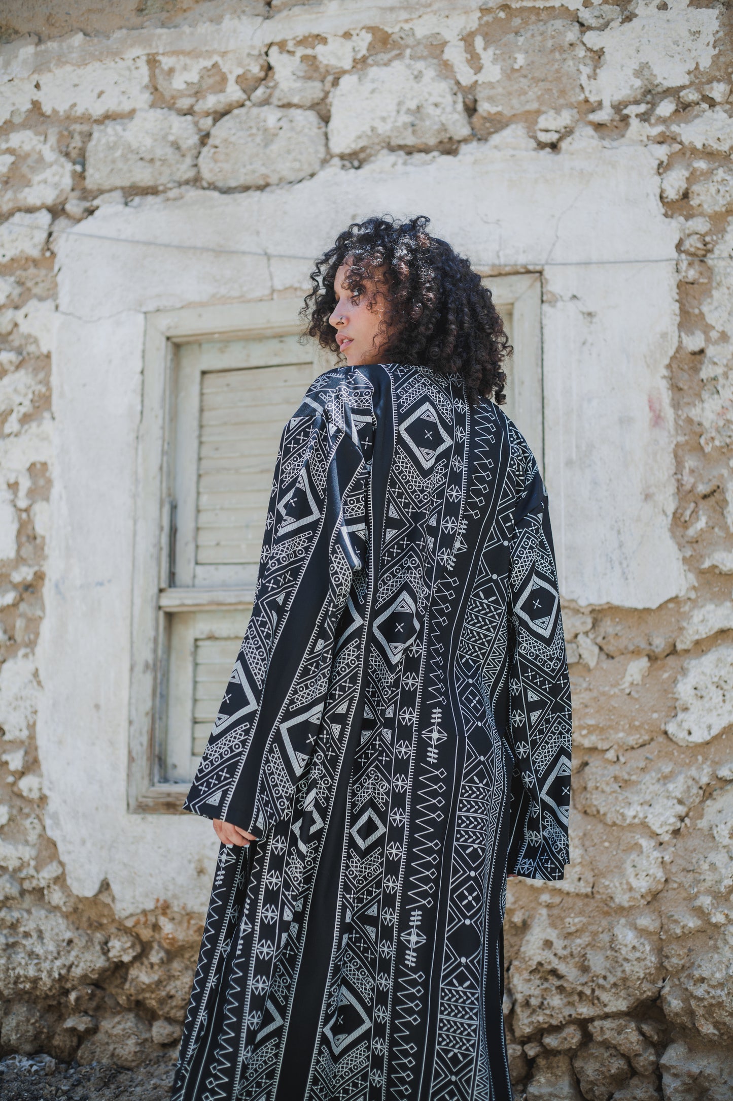 Black Bab Printed Coat