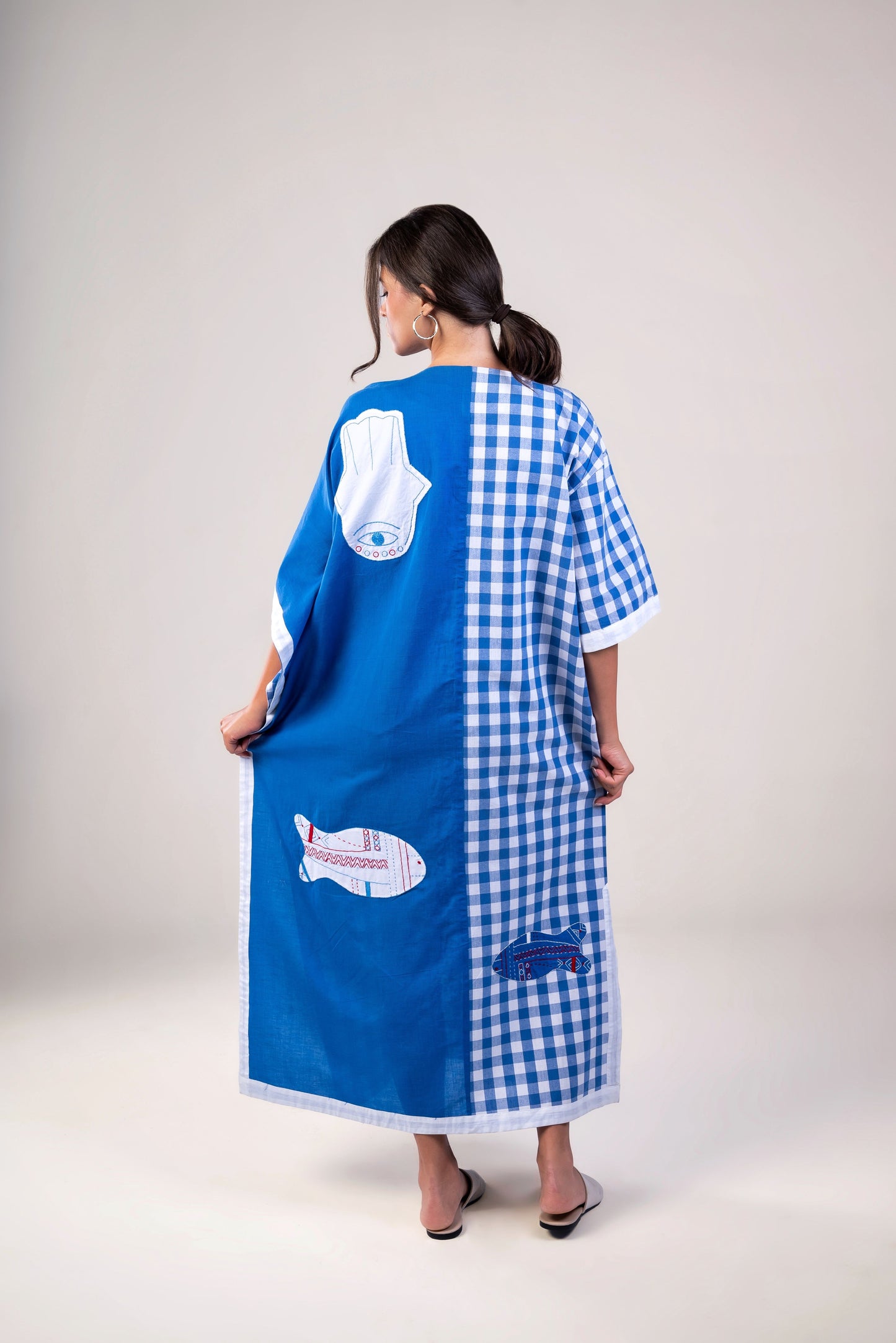 Blue Patch Work – Long Kimono