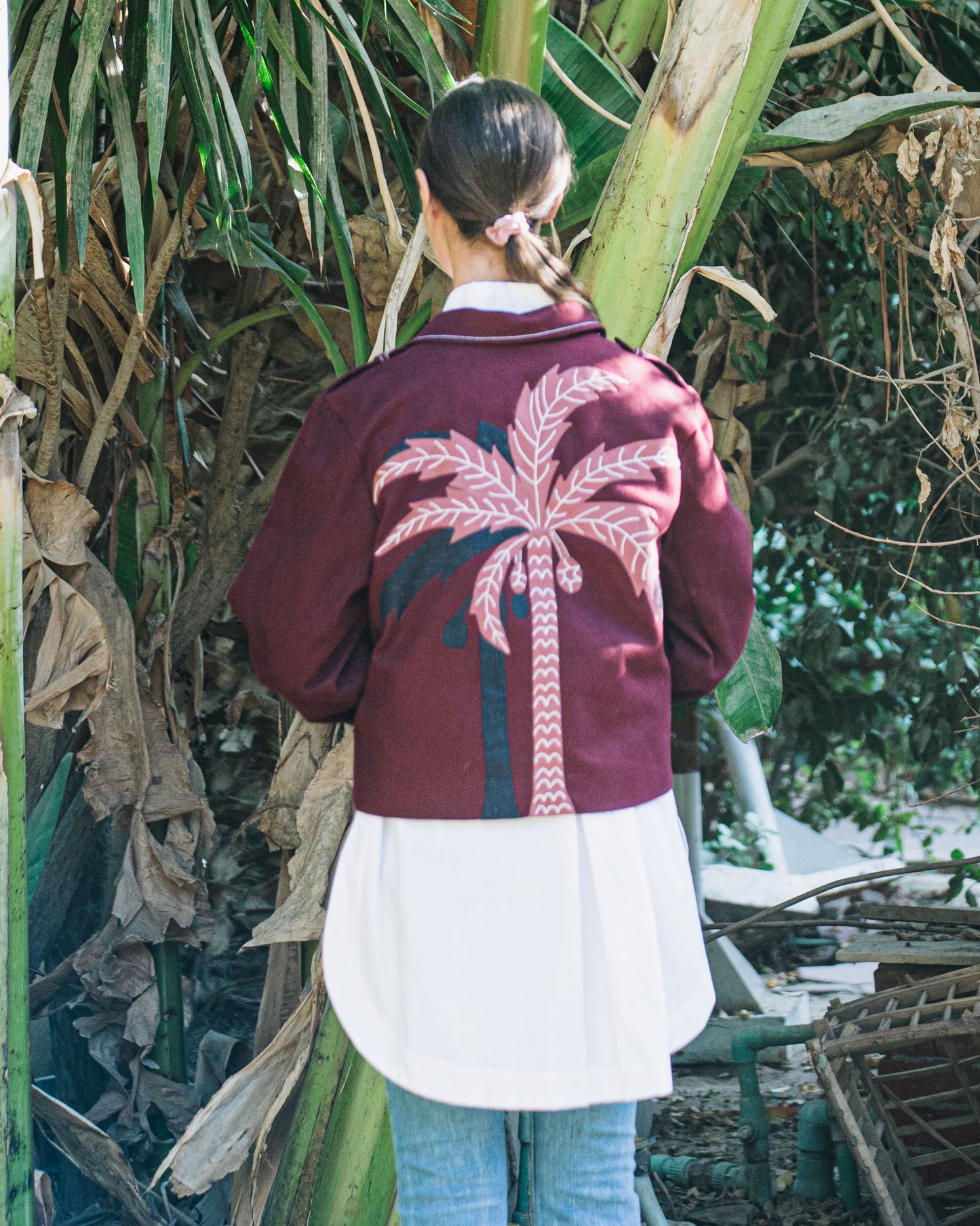 Palm Tree Burgundy Jacket