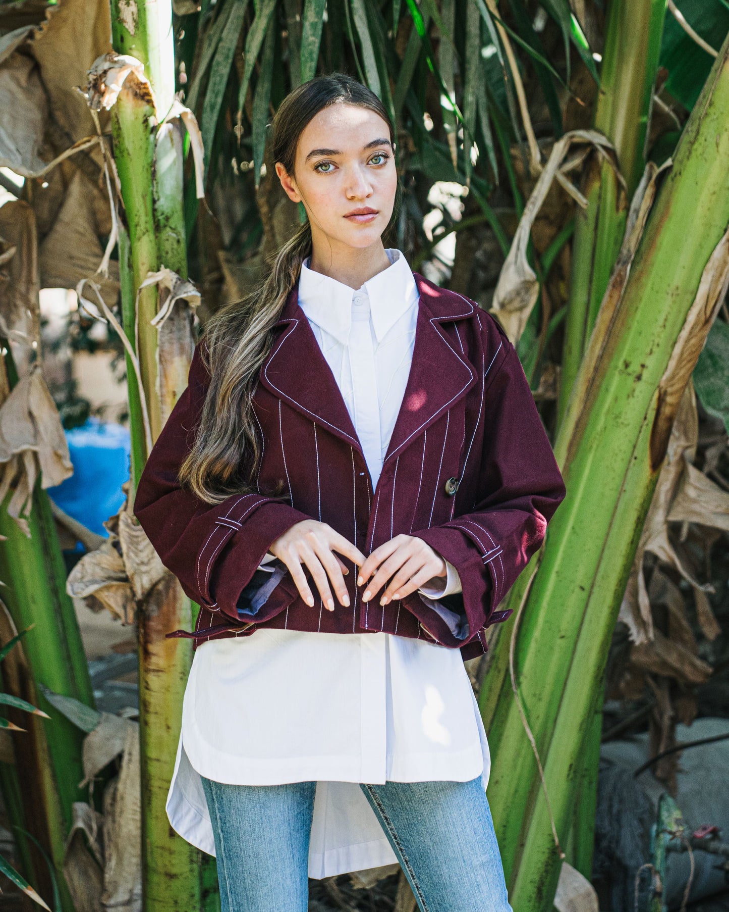 Palm Tree Burgundy Jacket