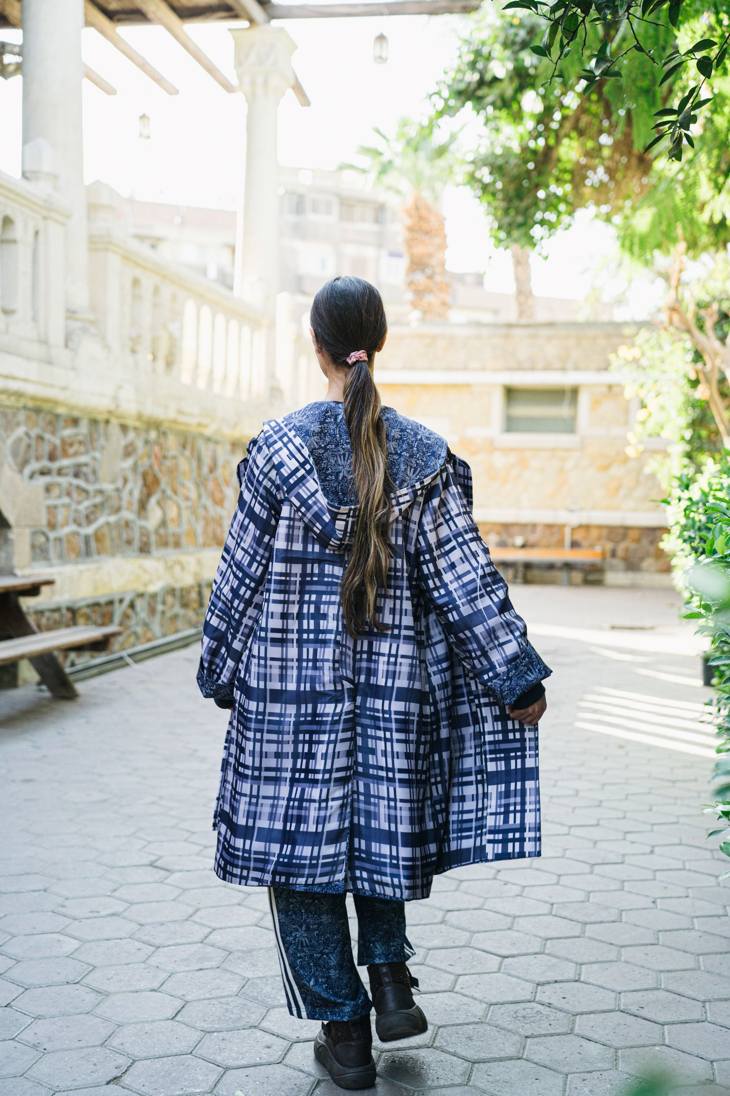 Double Face Blue Windbreaker Hoodie Village Coat
