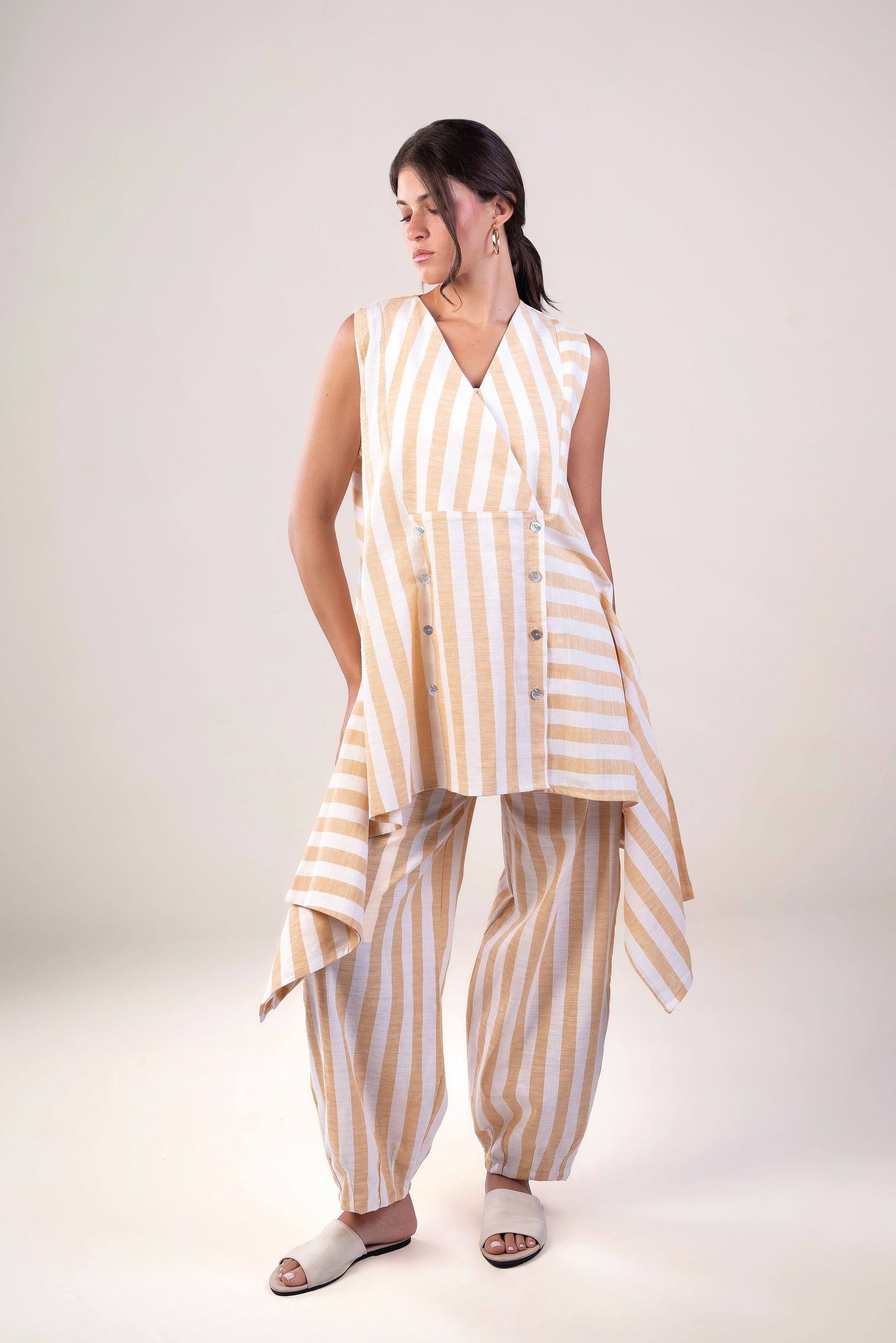 Stripped Yellow Linen Suit