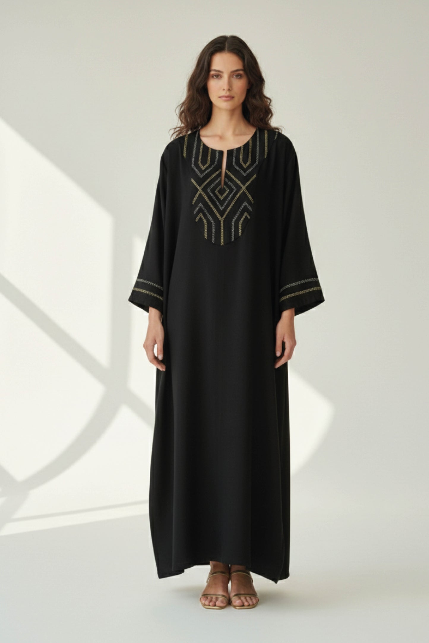 Black Galabeya Gold Embroidery