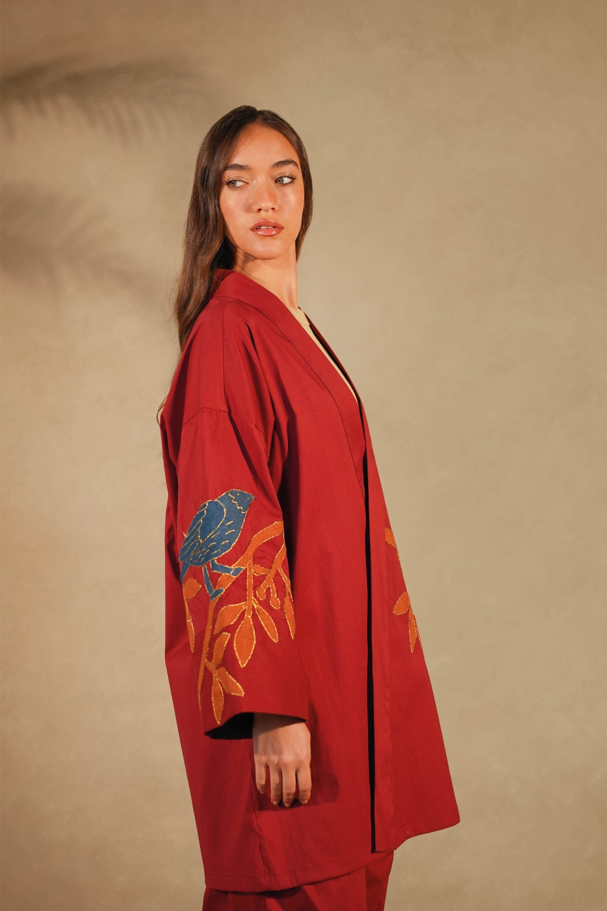 Patch work Brick Kimono & Pants Set
