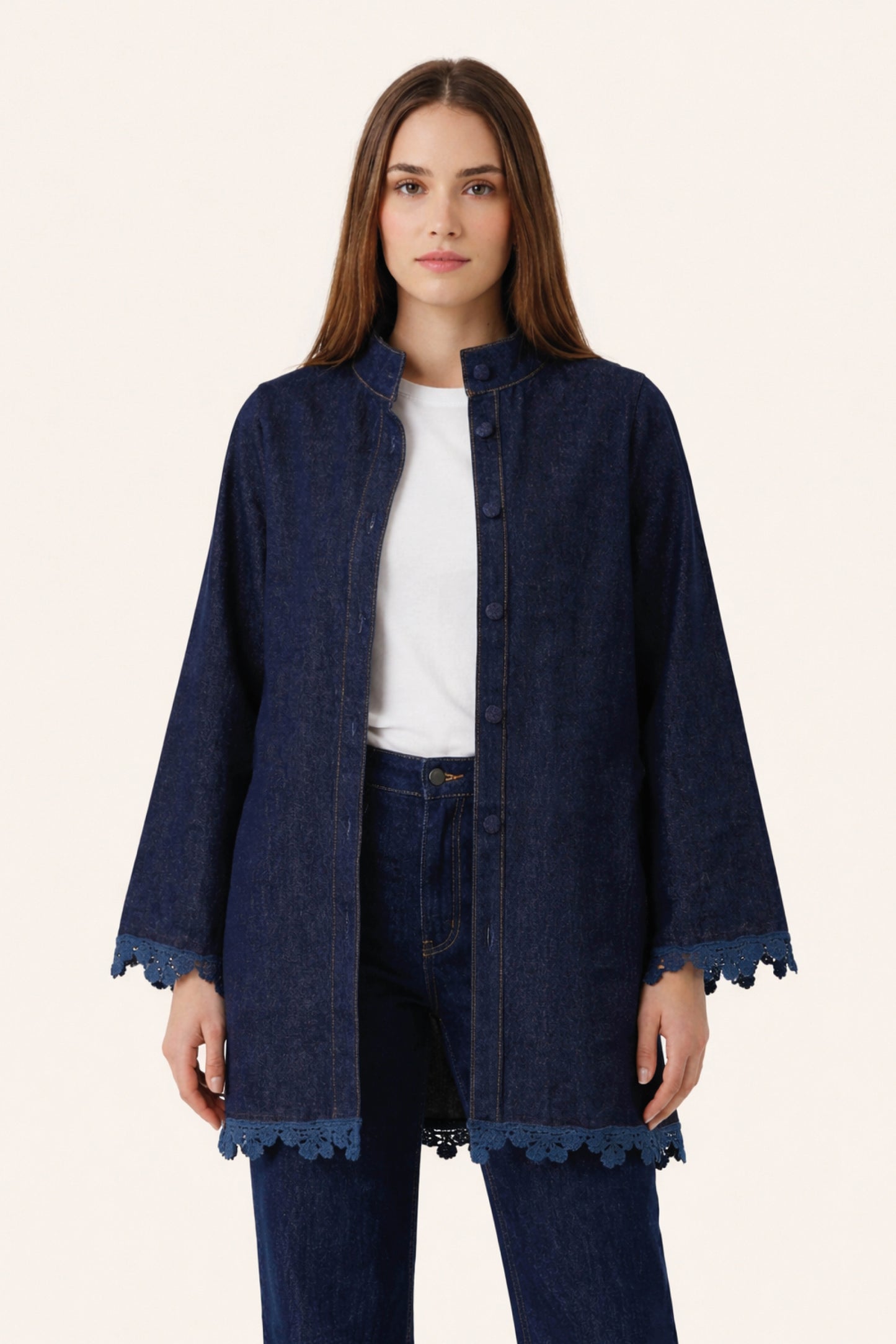 Denim Crochet Trimmings Jacket