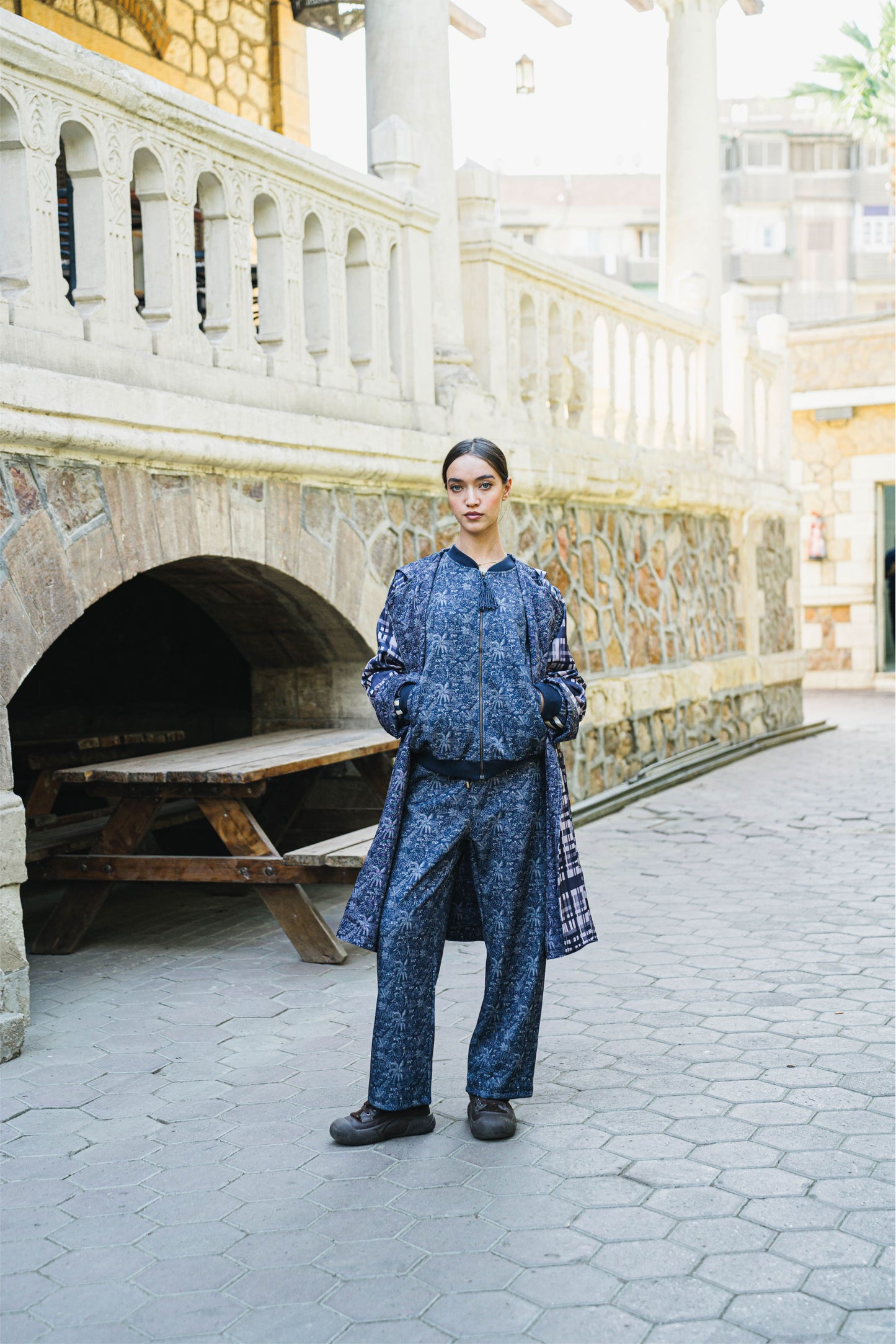 Double Face Blue Windbreaker Hoodie Village Coat