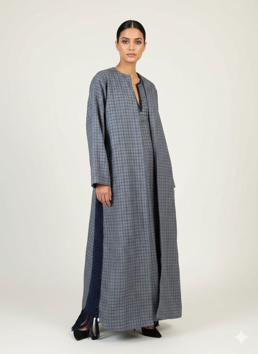 Navy Checkered Crochet Set