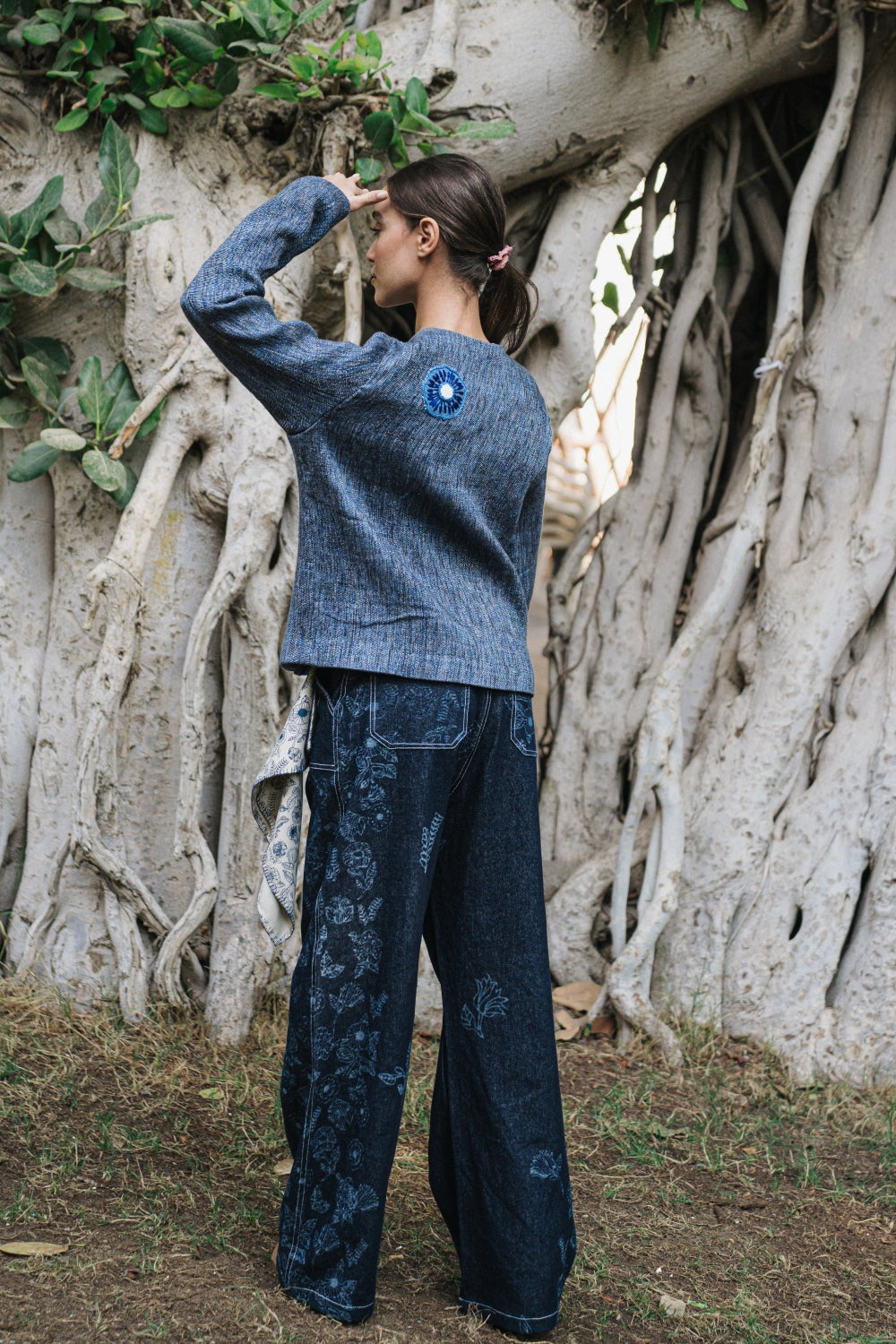 Mangrove Printed Dark Blue Denim Pants