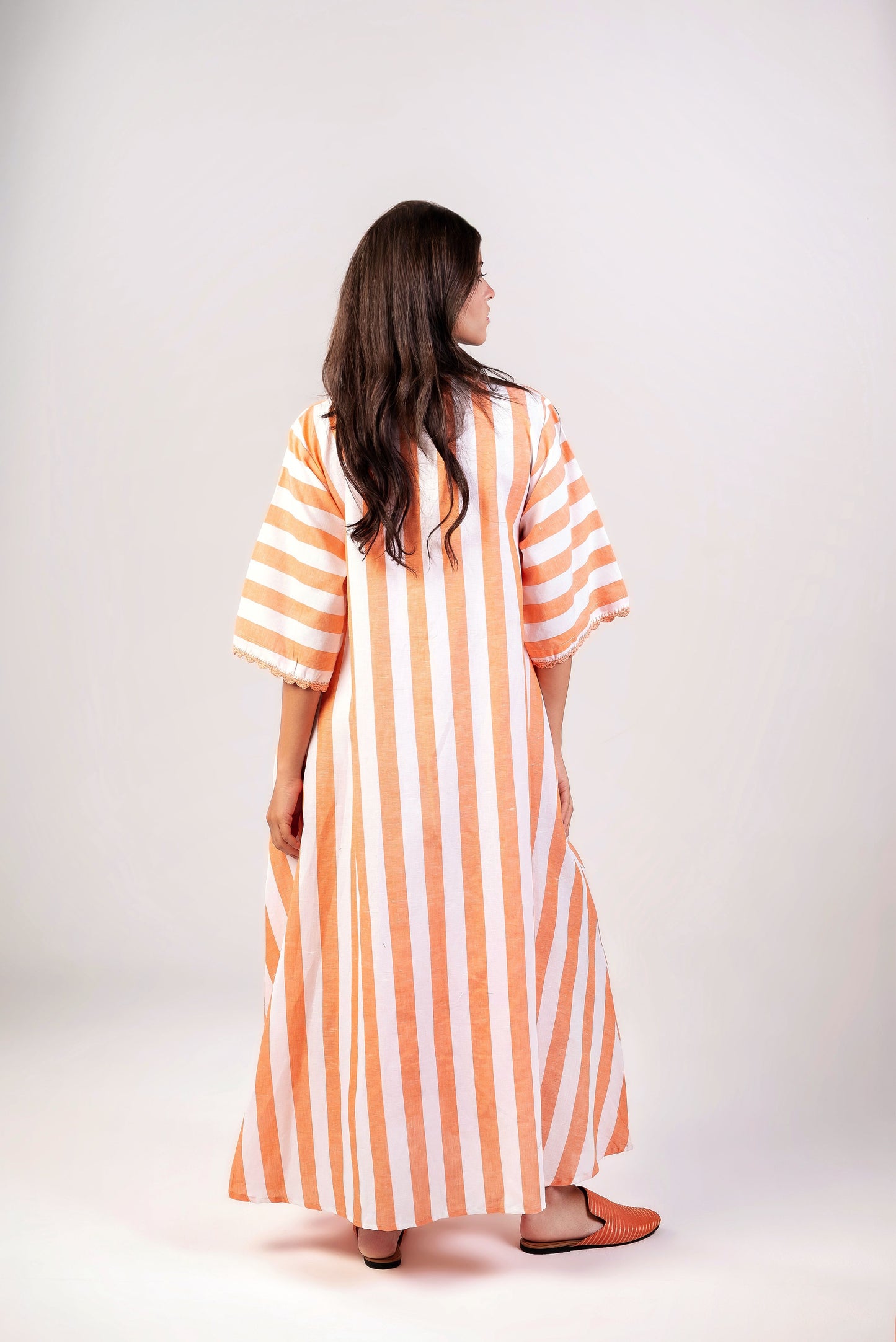 Linear Orange Crochet Dress