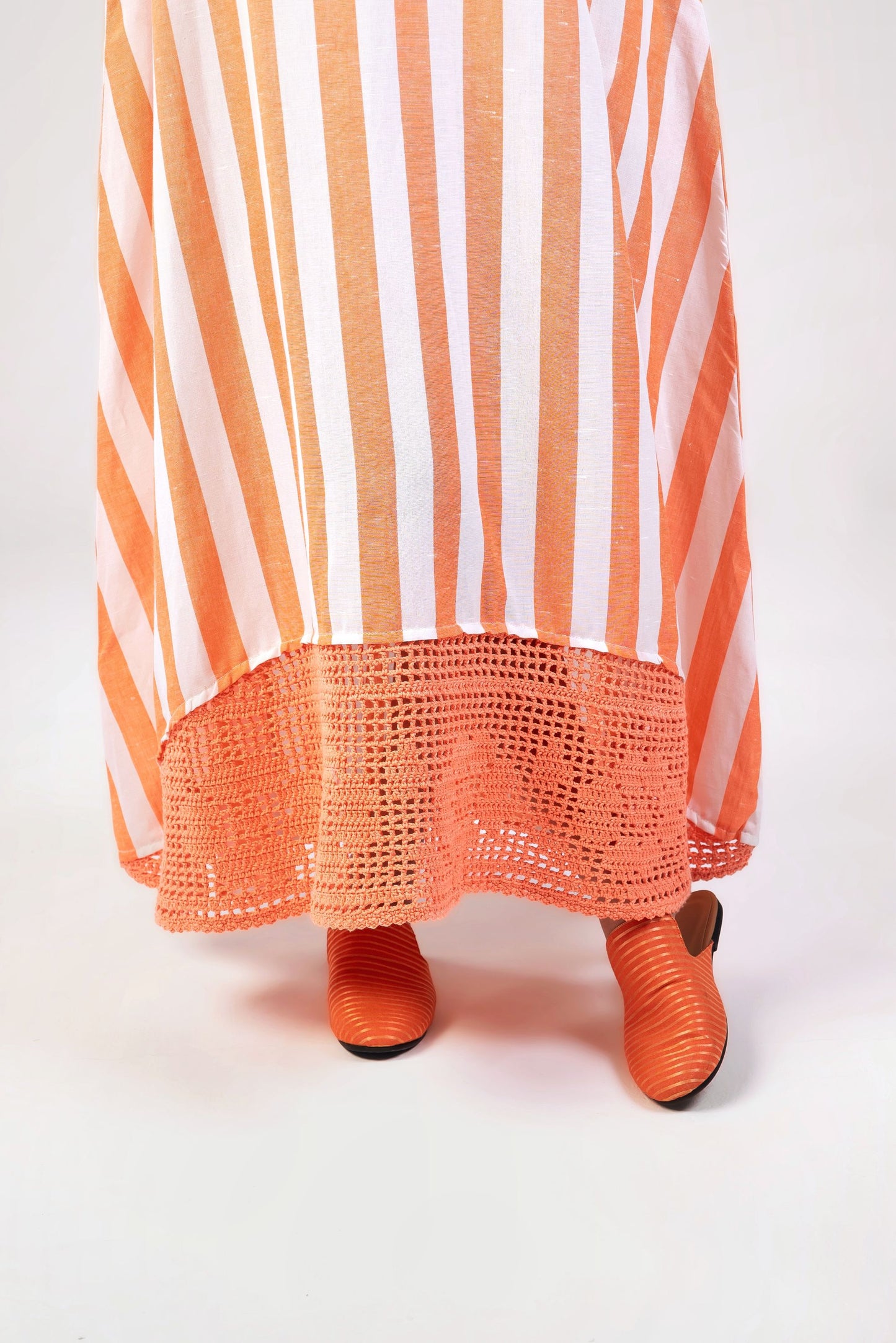 Linear Orange Crochet Dress
