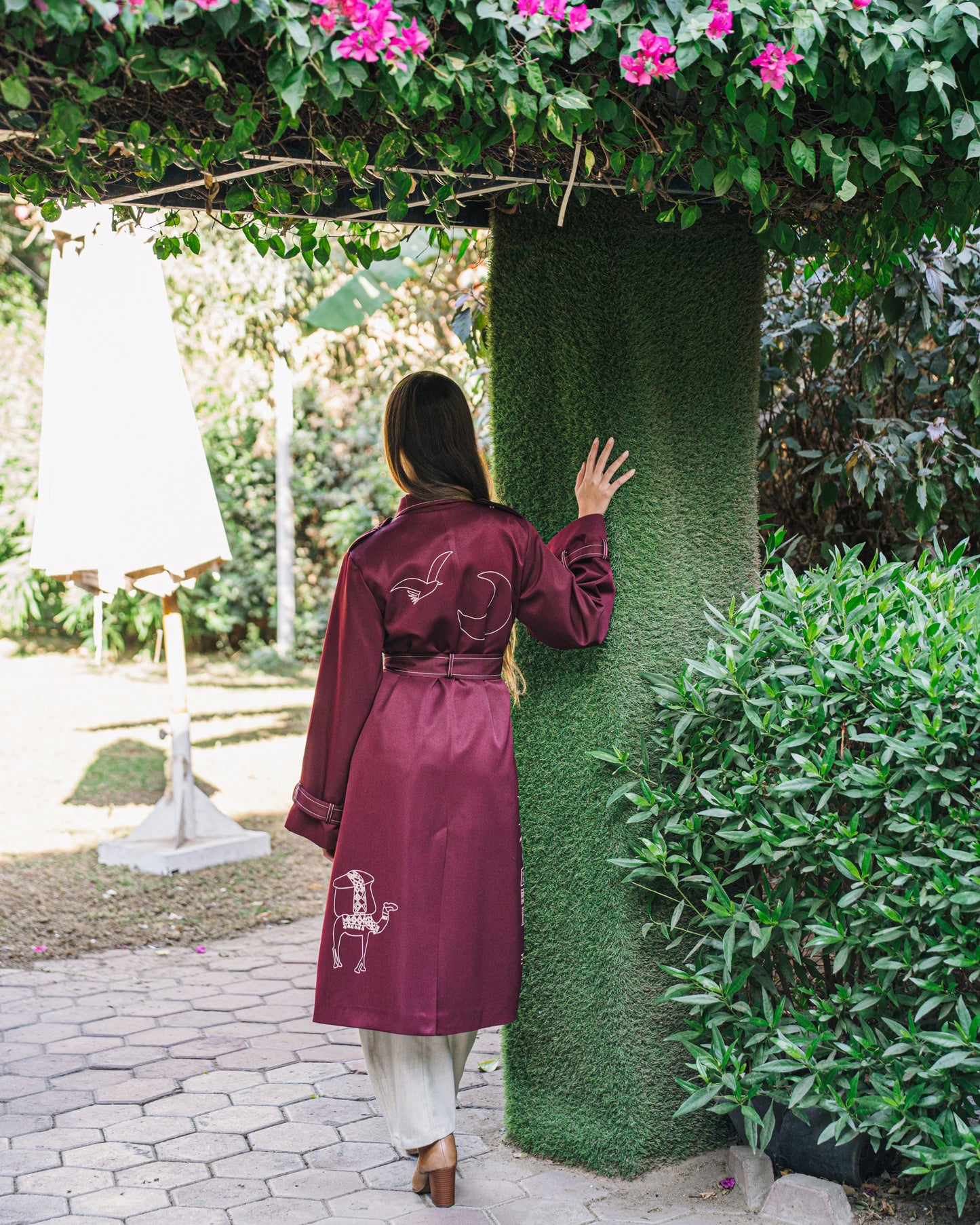 The Town Burgundy Trench Coat