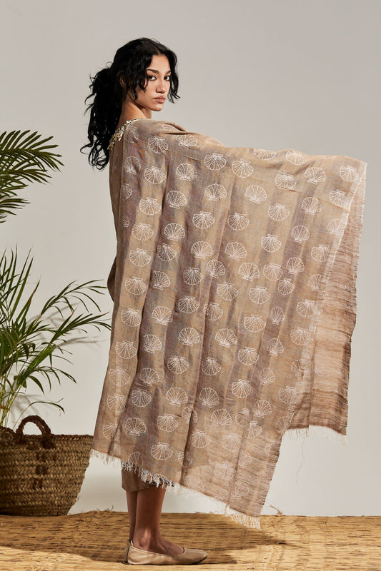 CAFE LINEN SHAWL - SHELLS PRINT