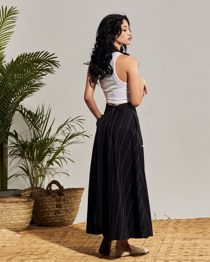 PALM TREE BLACK LONG SKIRT