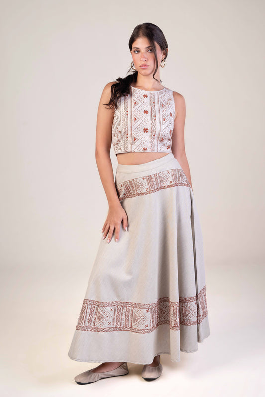 Long Embroidered Bab Skirt