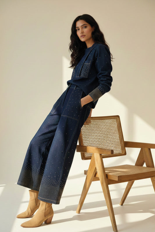 Denim Serma Embroidered Pants