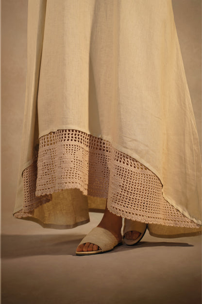 Linen Crochet Beige Dress