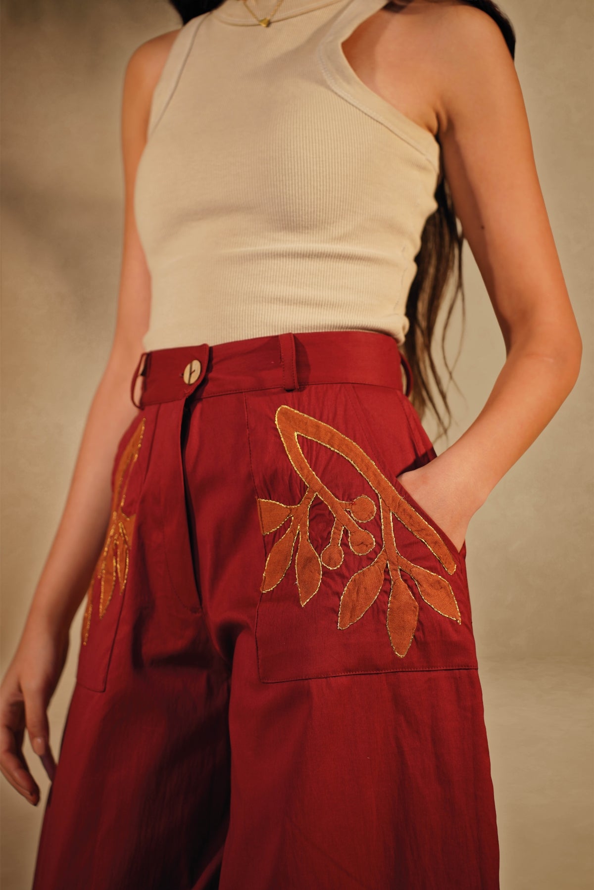 Patch work Brick Kimono & Pants Set