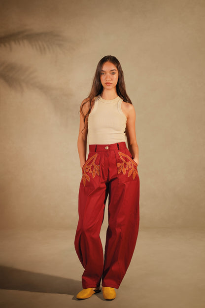 Patch work Brick Kimono & Pants Set