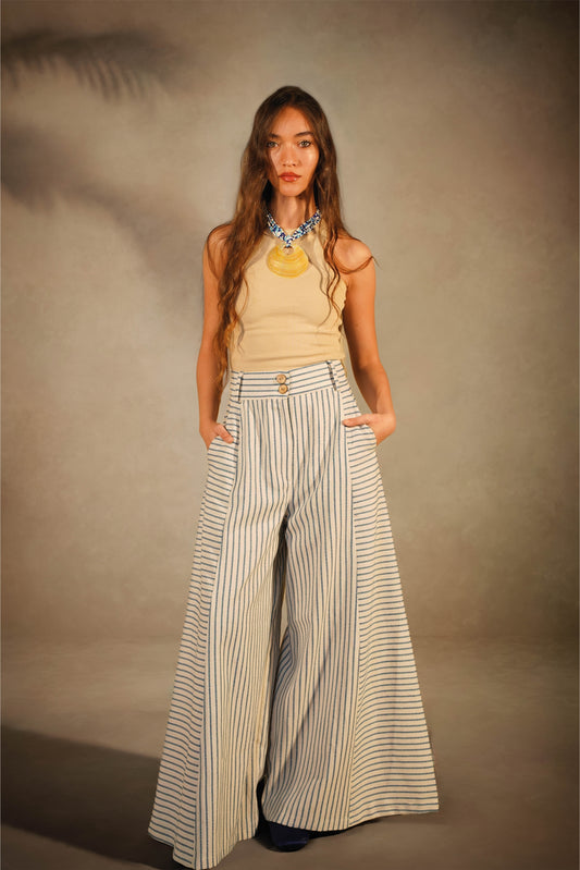 Wide Leg Pants- Textured Lines