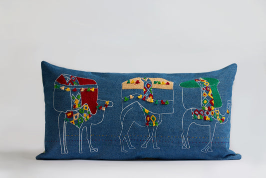 Denim Rectangle Camel Cushion